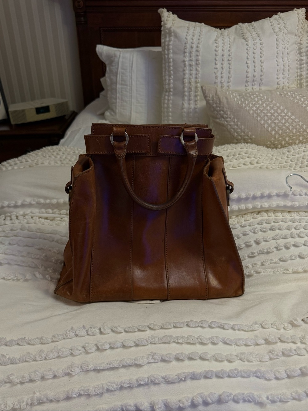 Classic Brown Leather Tote Handbag